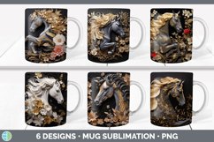 Bundle of six 3D Horse Mug Wrap designs.