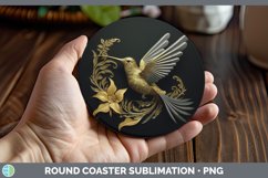 Gorgeous3D Black and Gold Round Coaster design.