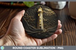 Gorgeous3D Black and Gold Round Coaster design.