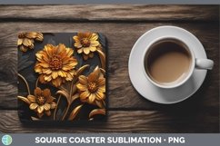 Gorgeous3D Black and Gold Square Coaster design.