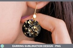 Gorgeous3D Black and Gold Round Earrings design.