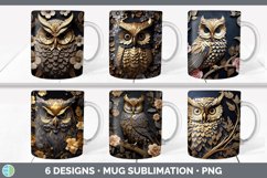 Bundle of six 3D Owls Mug Wrap designs.