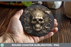 Gorgeous3D Black and Gold Round Coaster design.