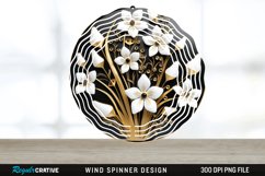 3D Black and Gold Snowdrop Flowers Wind Spinner PNG Design Product Image 1