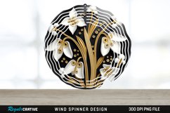 3D Black and Gold Snowdrop Flowers Wind Spinner PNG Design Product Image 1