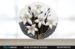 3D Black and Gold Snowdrop Flowers Wind Spinner PNG Design Product Image 1