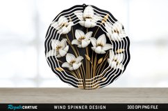 3D Black and Gold Snowdrop Flowers Wind Spinner PNG Design Product Image 1