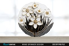 3D Black and Gold Snowdrop Flowers Wind Spinner PNG Design Product Image 1