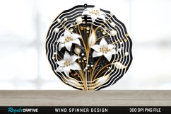 3D Black and Gold Snowdrop Flowers Wind Spinner PNG Design Product Image 1