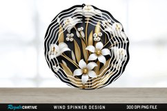 3D Black and Gold Snowdrop Flowers Wind Spinner PNG Design Product Image 1