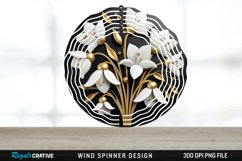 3D Black and Gold Snowdrop Flowers Wind Spinner PNG Design Product Image 1