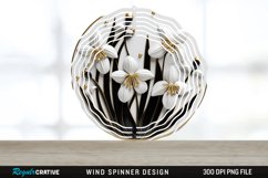 3D Black and Gold Snowdrop Flowers Wind Spinner PNG Design Product Image 1
