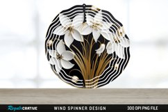 3D Black and Gold Snowdrop Flowers Wind Spinner PNG Design Product Image 1