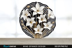 3D Black and Gold Snowdrop Flowers Wind Spinner PNG Design Product Image 1