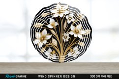3D Black and Gold Snowdrop Flowers Wind Spinner PNG Design Product Image 1