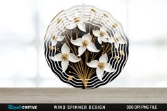3D Black and Gold Snowdrop Flowers Wind Spinner PNG Design Product Image 1