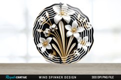 3D Black and Gold Snowdrop Flowers Wind Spinner PNG Design Product Image 1