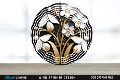 3D Black and Gold Snowdrop Flowers Wind Spinner PNG Design Product Image 1