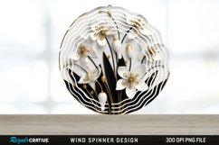 3D Black and Gold Snowdrop Flowers Wind Spinner PNG Design Product Image 1