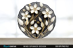 3D Black and Gold Snowdrop Flowers Wind Spinner PNG Design Product Image 1