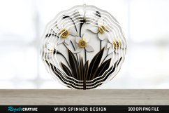 3D Black and Gold Snowdrop Flowers Wind Spinner PNG Design Product Image 1
