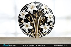 3D Black and Gold Snowdrop Flowers Wind Spinner PNG Design Product Image 1