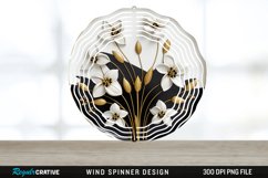 3D Black and Gold Snowdrop Flowers Wind Spinner PNG Design Product Image 1