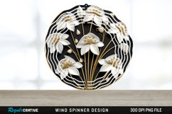 3D Black and Gold Snowdrop Flowers Wind Spinner PNG Design Product Image 1