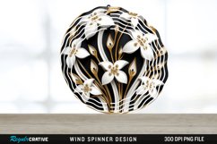 3D Black and Gold Snowdrop Flowers Wind Spinner PNG Design Product Image 1