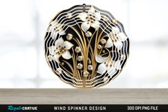 3D Black and Gold Snowdrop Flowers Wind Spinner PNG Design Product Image 1