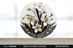 3D Black and Gold Snowdrop Flowers Wind Spinner PNG Design Product Image 1