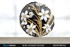 3D Black and Gold Snowdrop Flowers Wind Spinner PNG Design Product Image 1