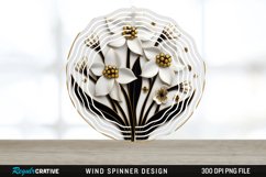 3D Black and Gold Snowdrop Flowers Wind Spinner PNG Design Product Image 1
