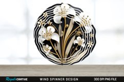 3D Black and Gold Snowdrop Flowers Wind Spinner PNG Design Product Image 1