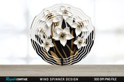 3D Black and Gold Snowdrop Flowers Wind Spinner PNG Design Product Image 1