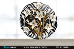 3D Black and Gold Snowdrop Flowers Wind Spinner PNG Design Product Image 1
