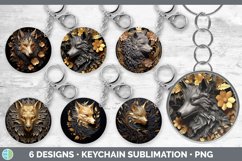 Bundle of six 3D Wolves Keychain designs.