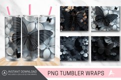 3D Black Butterfly flowers Tumbler Wrap Product Image 1