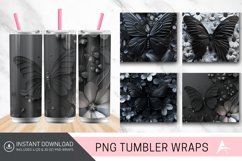 3D Black Butterfly flowers Tumbler Wrap Product Image 1