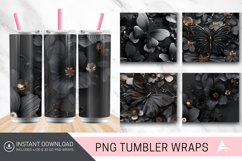 3D Black Butterfly flowers Tumbler Wrap Product Image 1