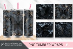 3D Black Butterfly flowers Tumbler Wrap Product Image 1