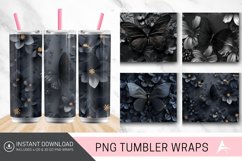 3D Black Butterfly flowers Tumbler Wrap Product Image 1