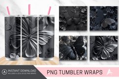 3D Black Butterfly flowers Tumbler Wrap Product Image 1