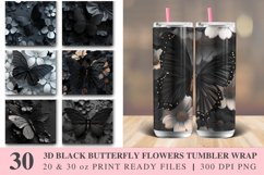 3D Black Butterfly flowers Tumbler Wrap Bundle Product Image 1