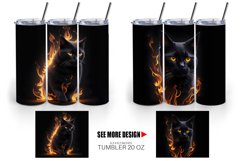 3D Black Cat Burning | Tumbler Sublimation Wrap Product Image 2