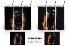 3D Black Cat Burning | Tumbler Sublimation Wrap Product Image 3