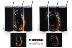 3D Black Cat Burning | Tumbler Sublimation Wrap Product Image 5