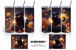 3D Black Cat Halloween | Tumbler Sublimation Wrap Product Image 2