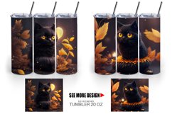 3D Black Cat Halloween | Tumbler Sublimation Wrap Product Image 3