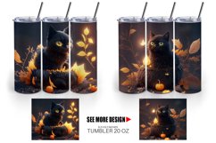3D Black Cat Halloween | Tumbler Sublimation Wrap Product Image 4